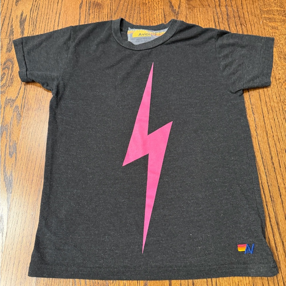 Aviator Nation Kids Tee with Pink Lightning Bolt